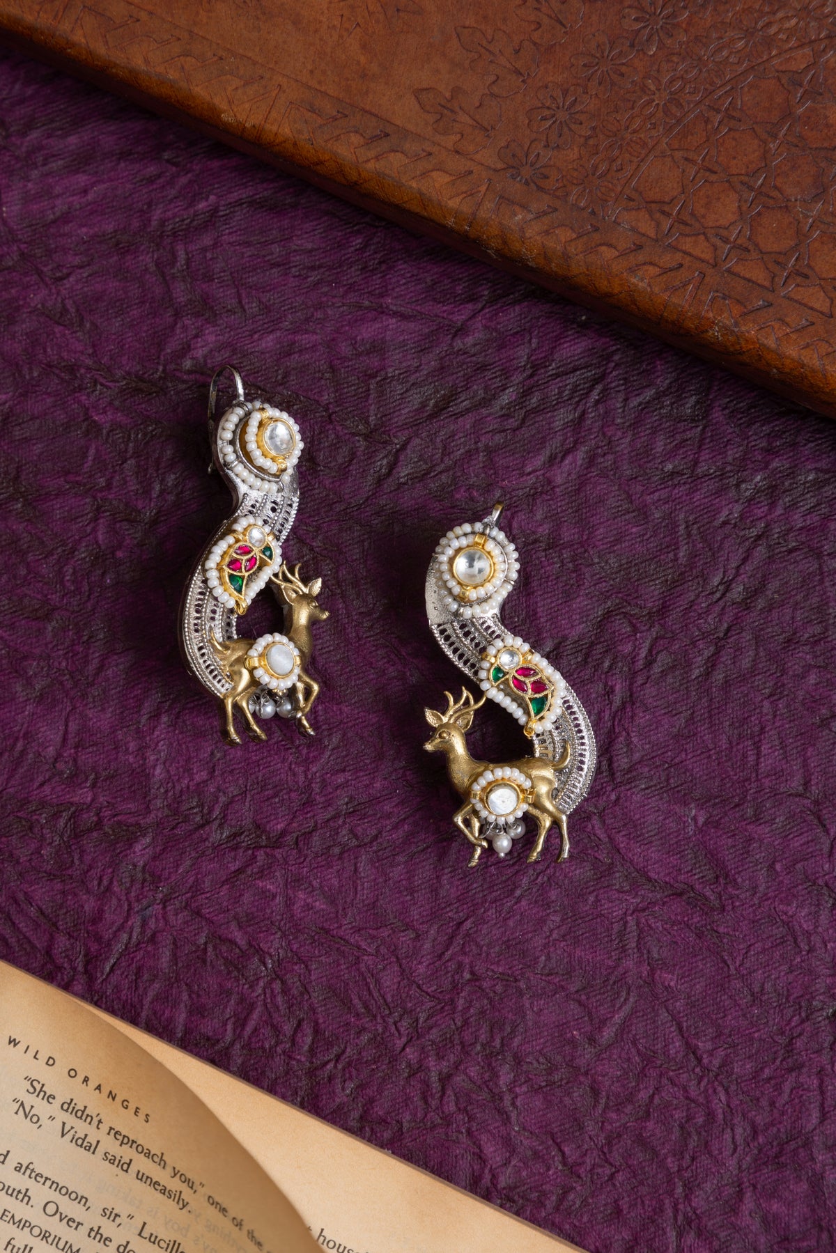 Rumita two tone fusion pachi kundan deer earcuff