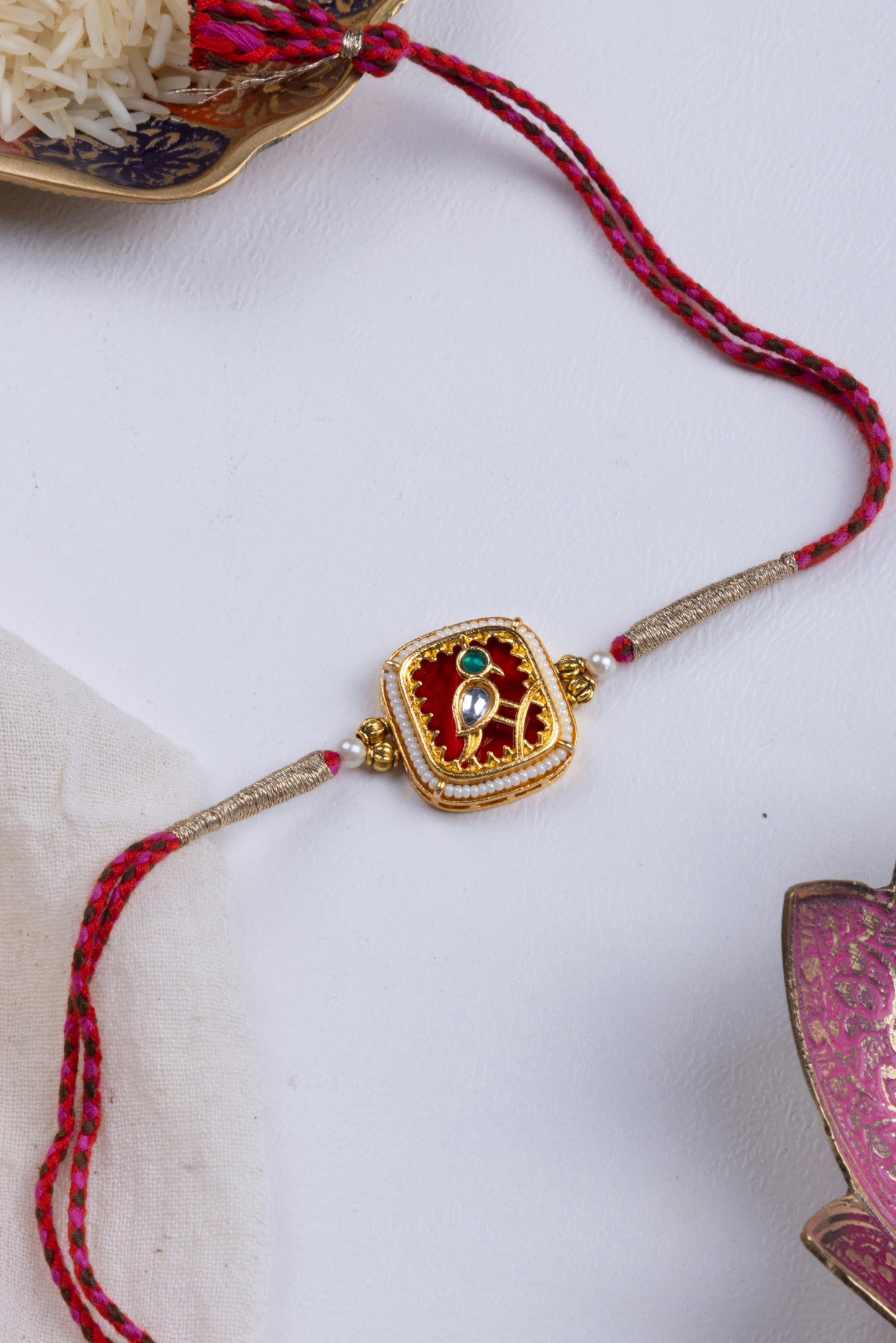 Meenakari kundan stone rakhi