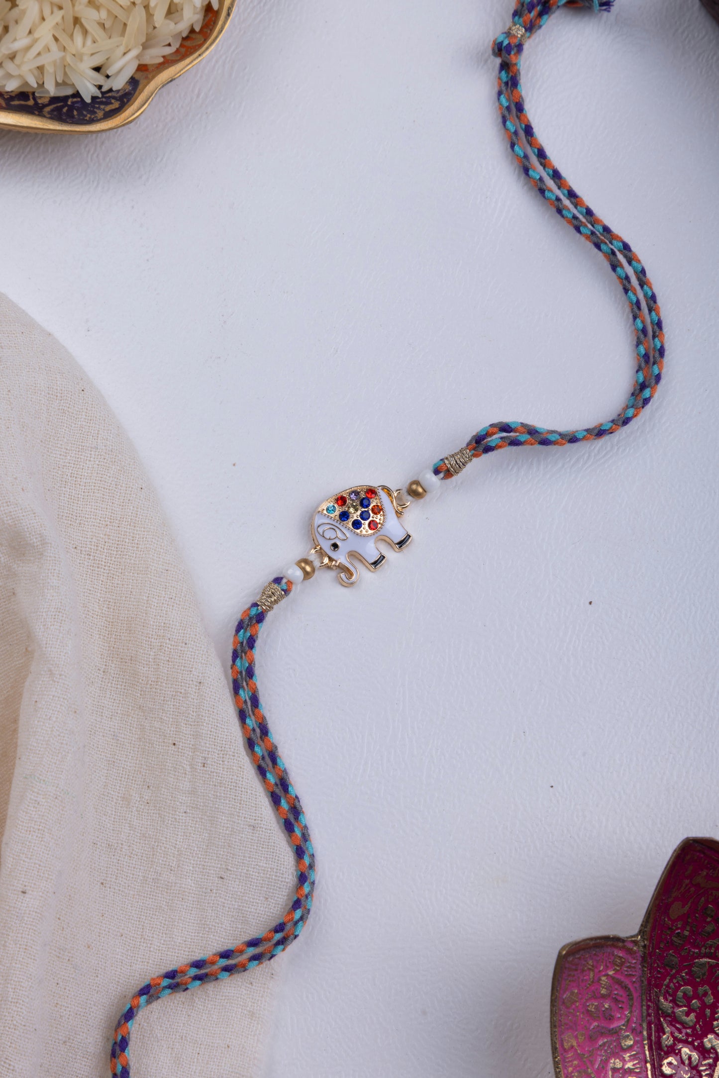 Elephant stone thread weave rakhi