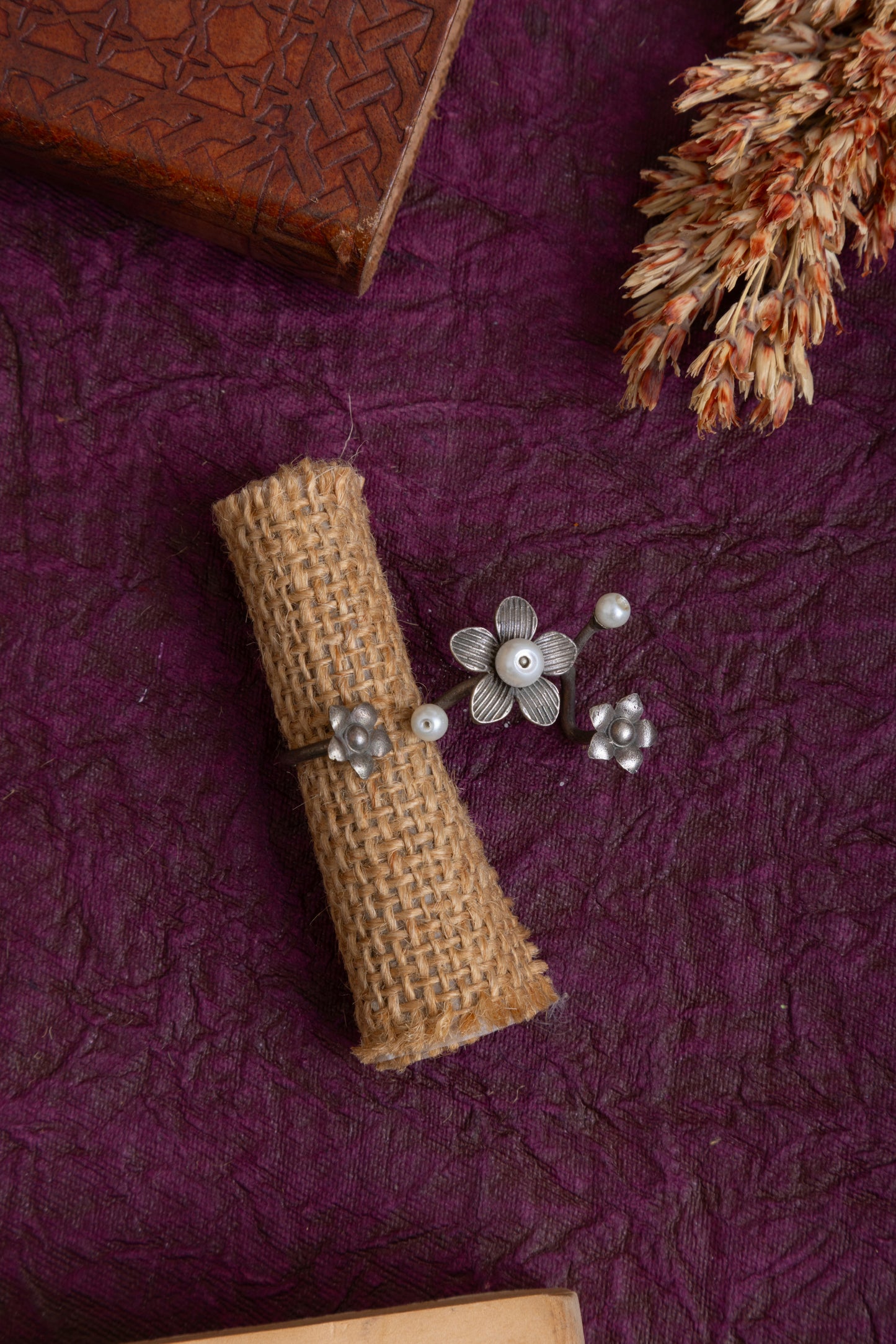 Chameli silver flower ring