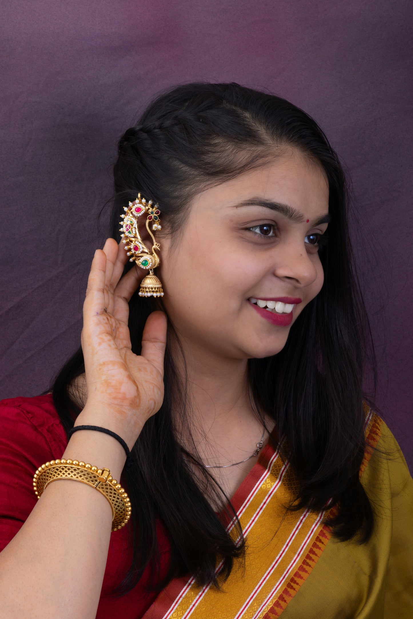 Anu gold kundan earcuffs