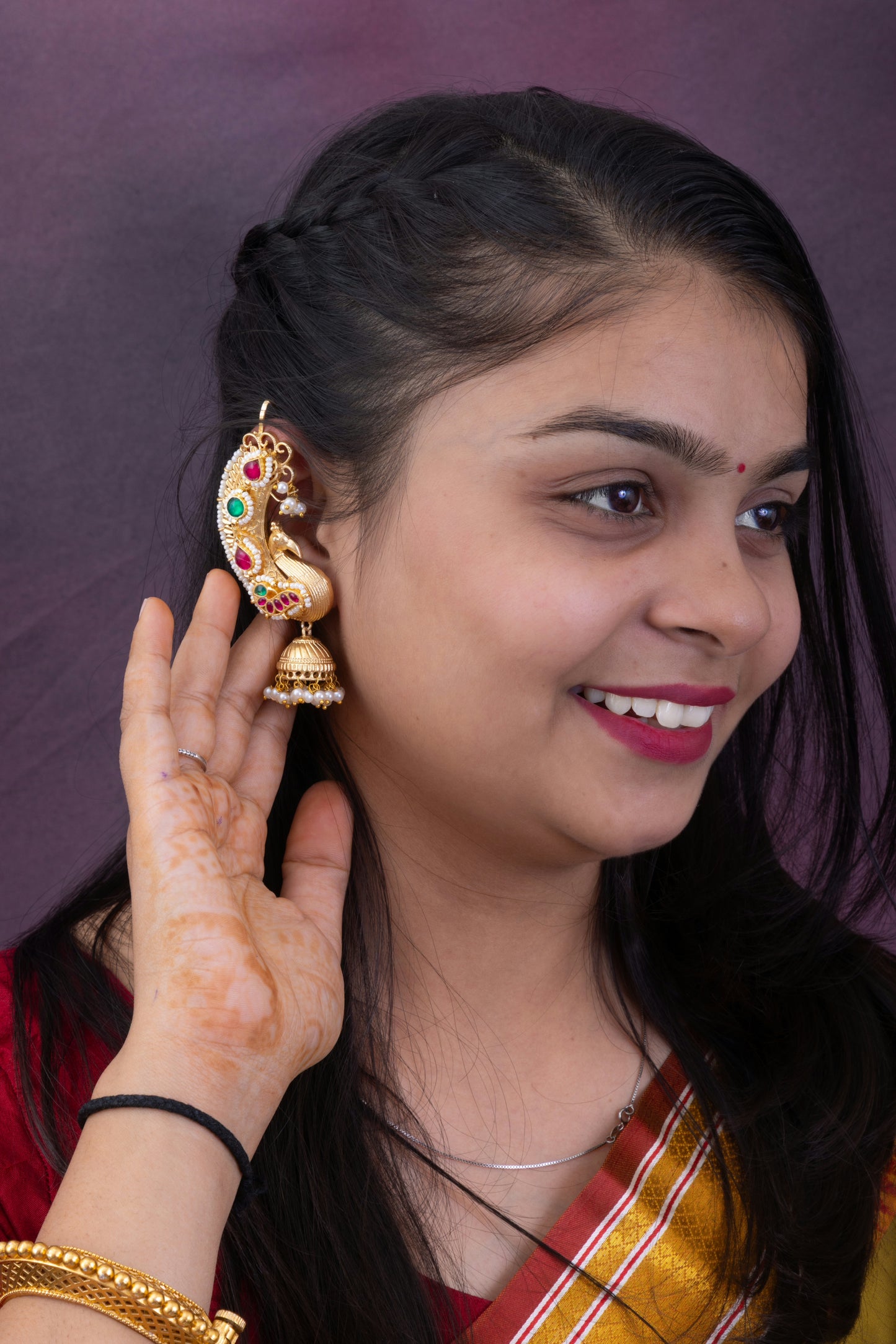 Anju gold kundan earcuffs