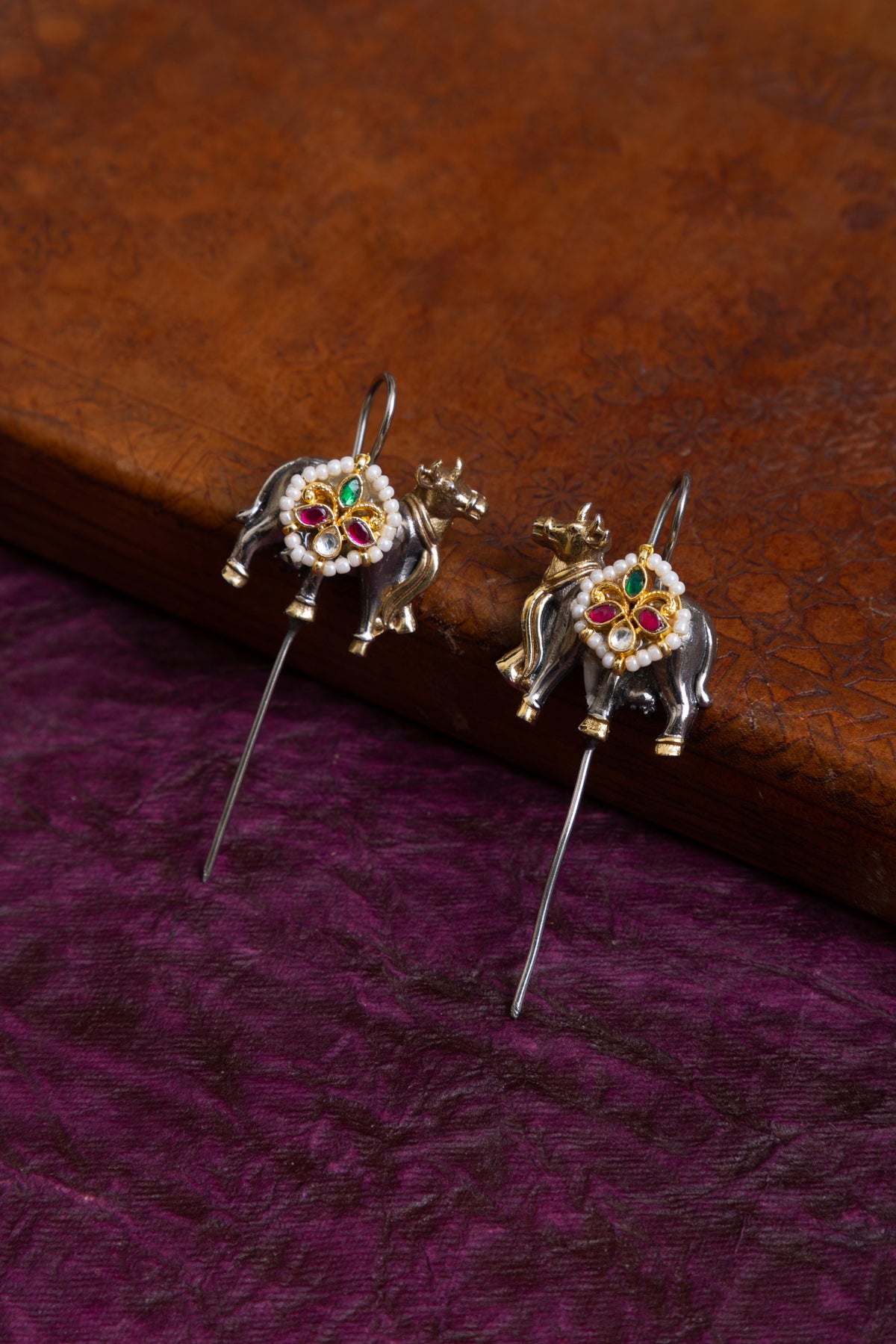 Latika two tone nandi kundan needle earcuff