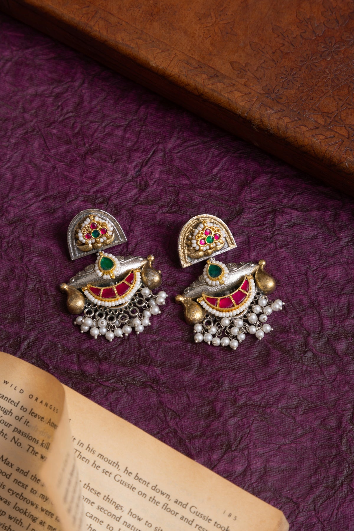 Vishaka fusion two tone pachi kundan earrings