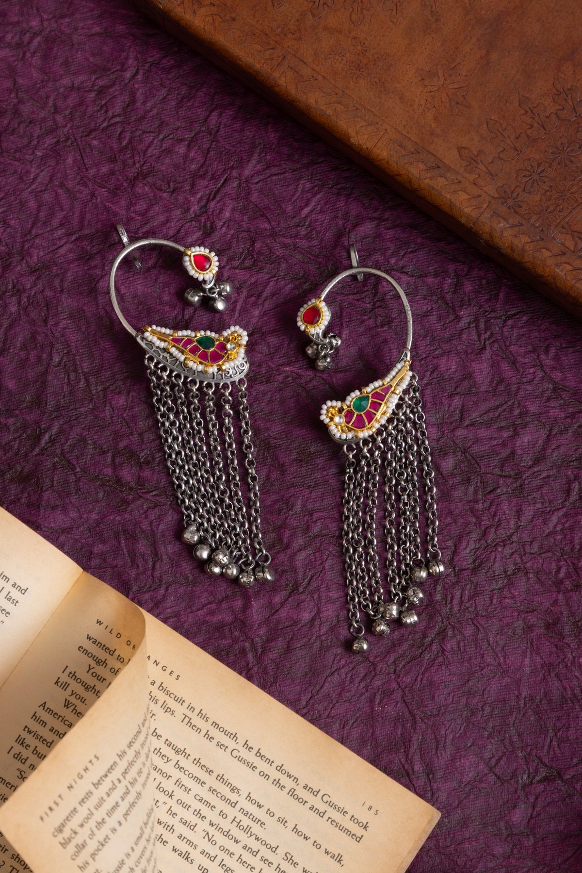 Rohit silver pachi kundan kashmiri earcuffs