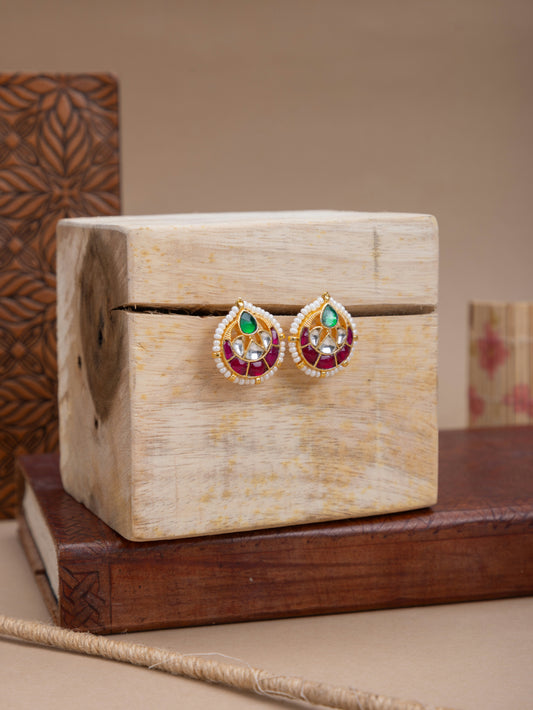 Vruksha Minimal pachi kundan studs 2.0