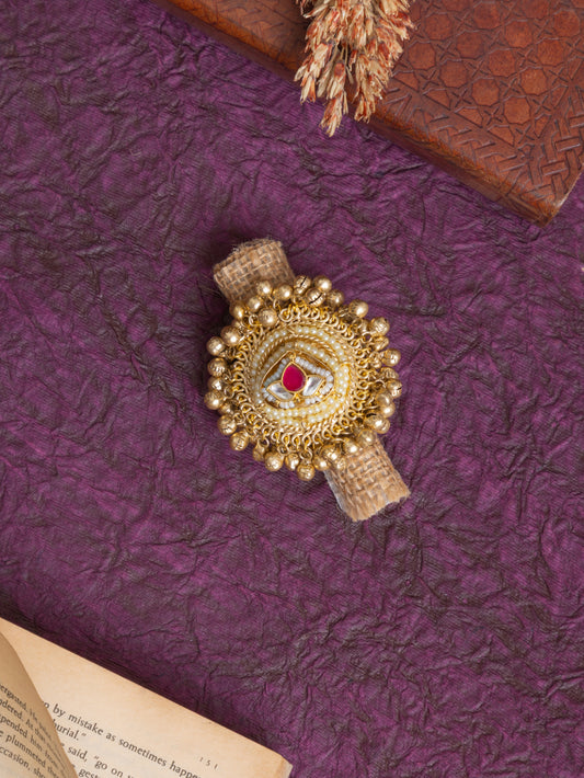 Pushpika gold fusion kundan ghunghroo ring