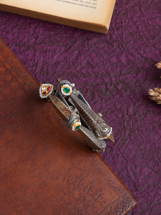 Aaradhya large size pachi kundan fusion bangles