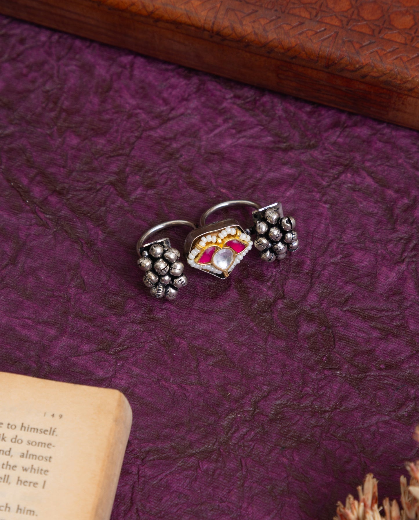 Bubble dual silver ring