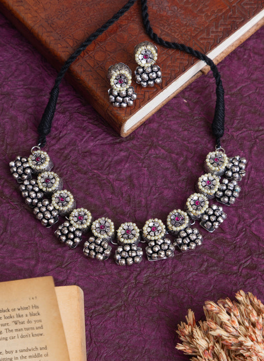 Rajkumari silver fusion choker
