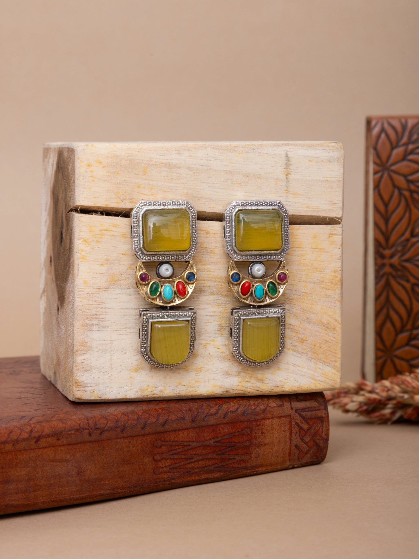 Aksha fusion stone danglers