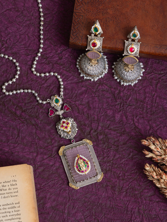 Saanjh premium fusion kundan necklace