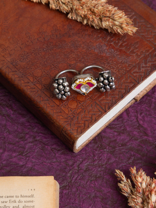 Bubble dual silver ring