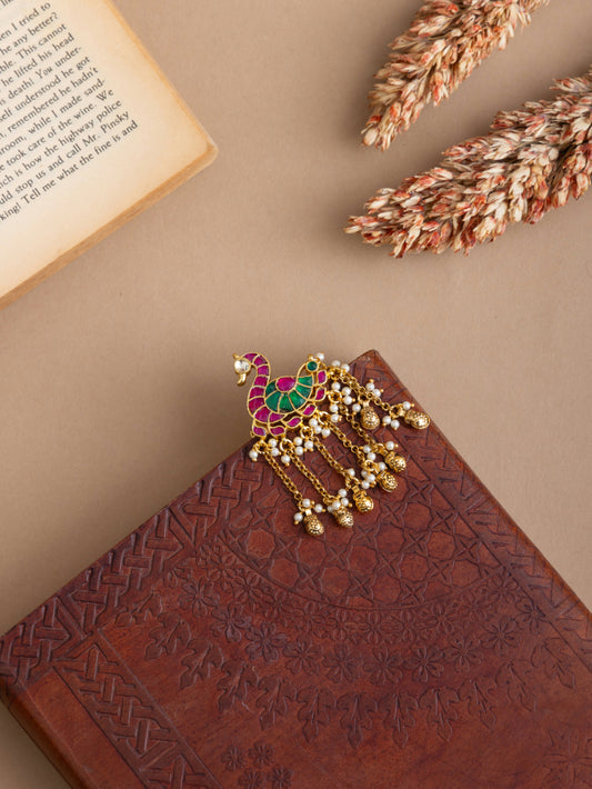 Kundan jadau peacock ring