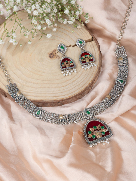 Tulsi dual tone necklace