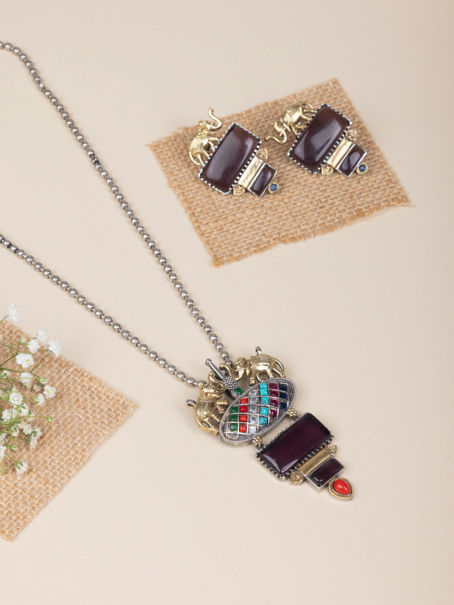 Fusion dual tone elephant necklace 🐘