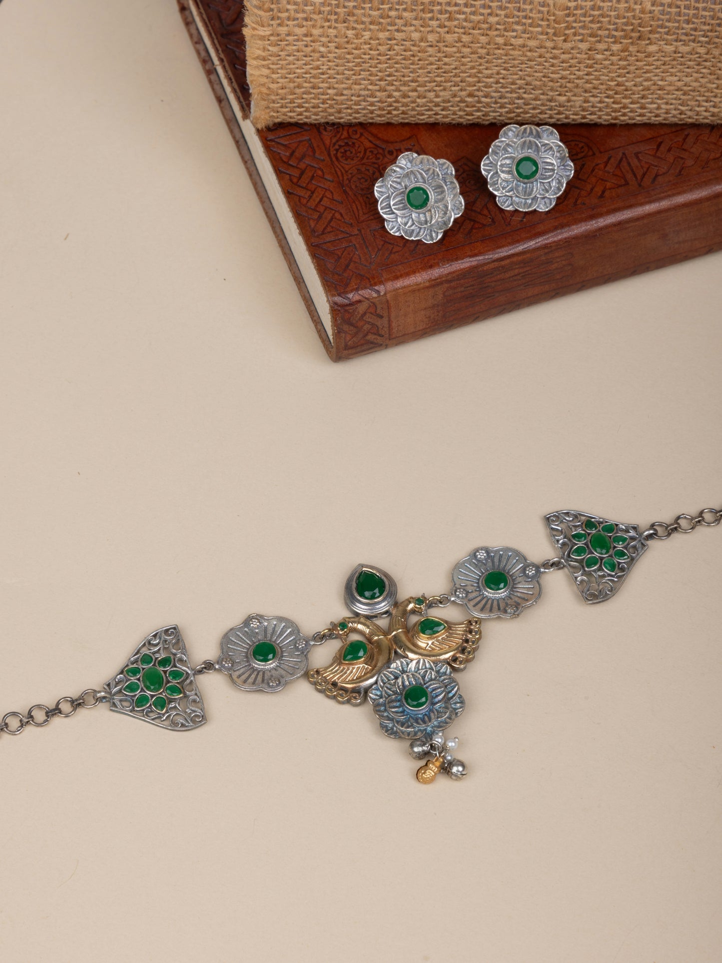 Peacock dual tone choker