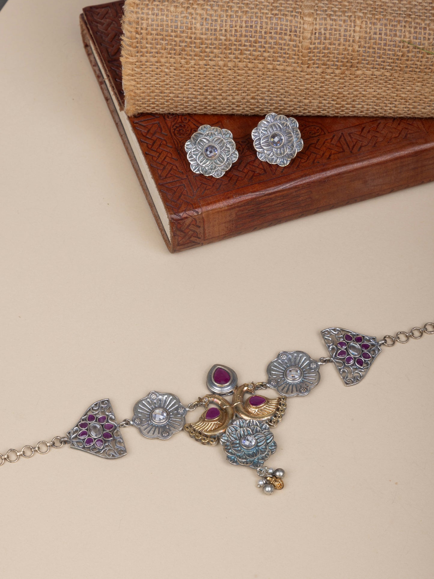 Peacock dual tone choker