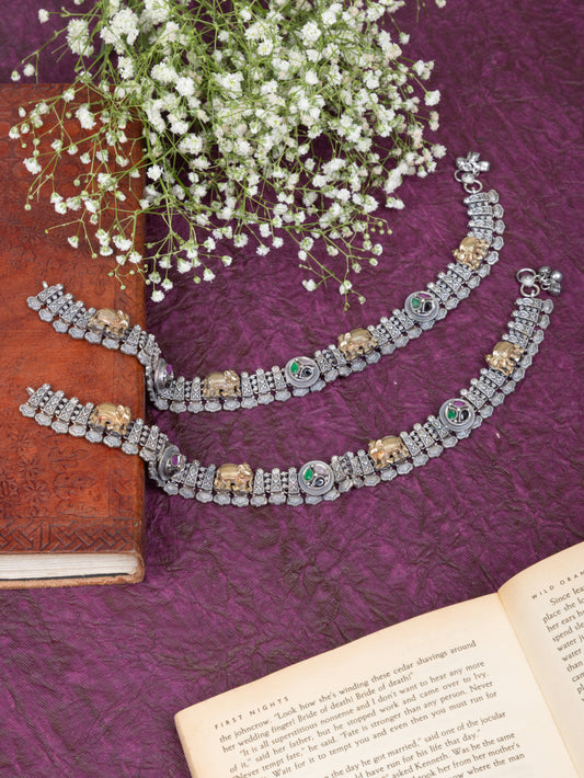 Flower elephant payal pair