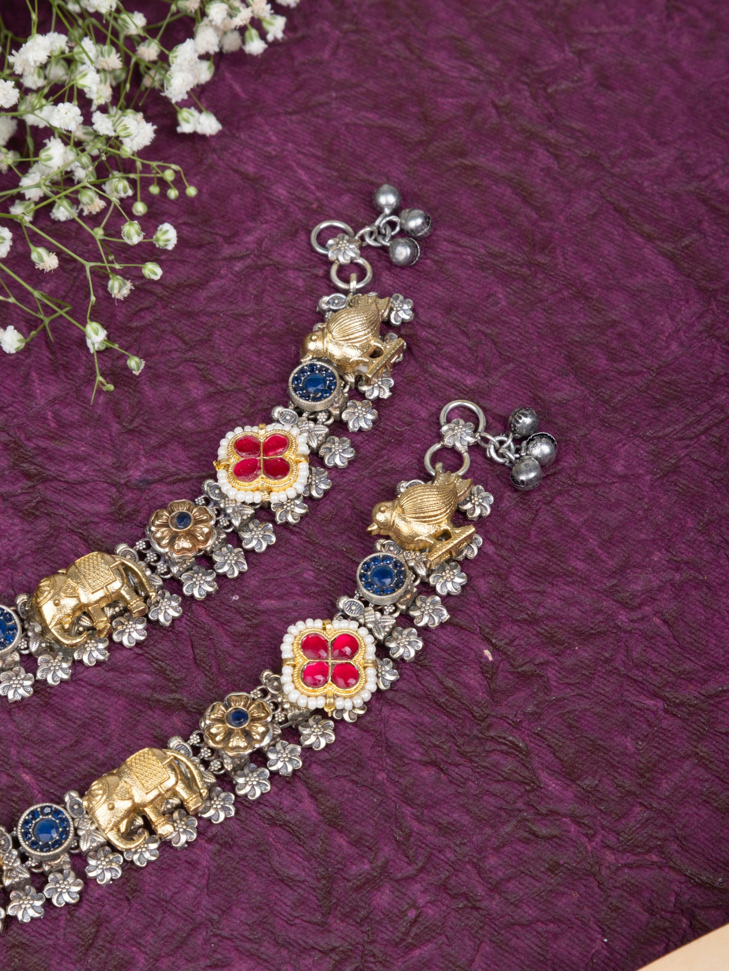 Pachi kundan elephant payal