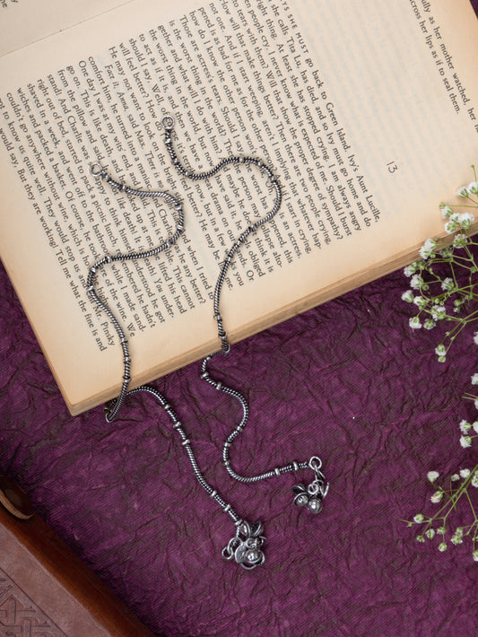 Silver beaded payal pair