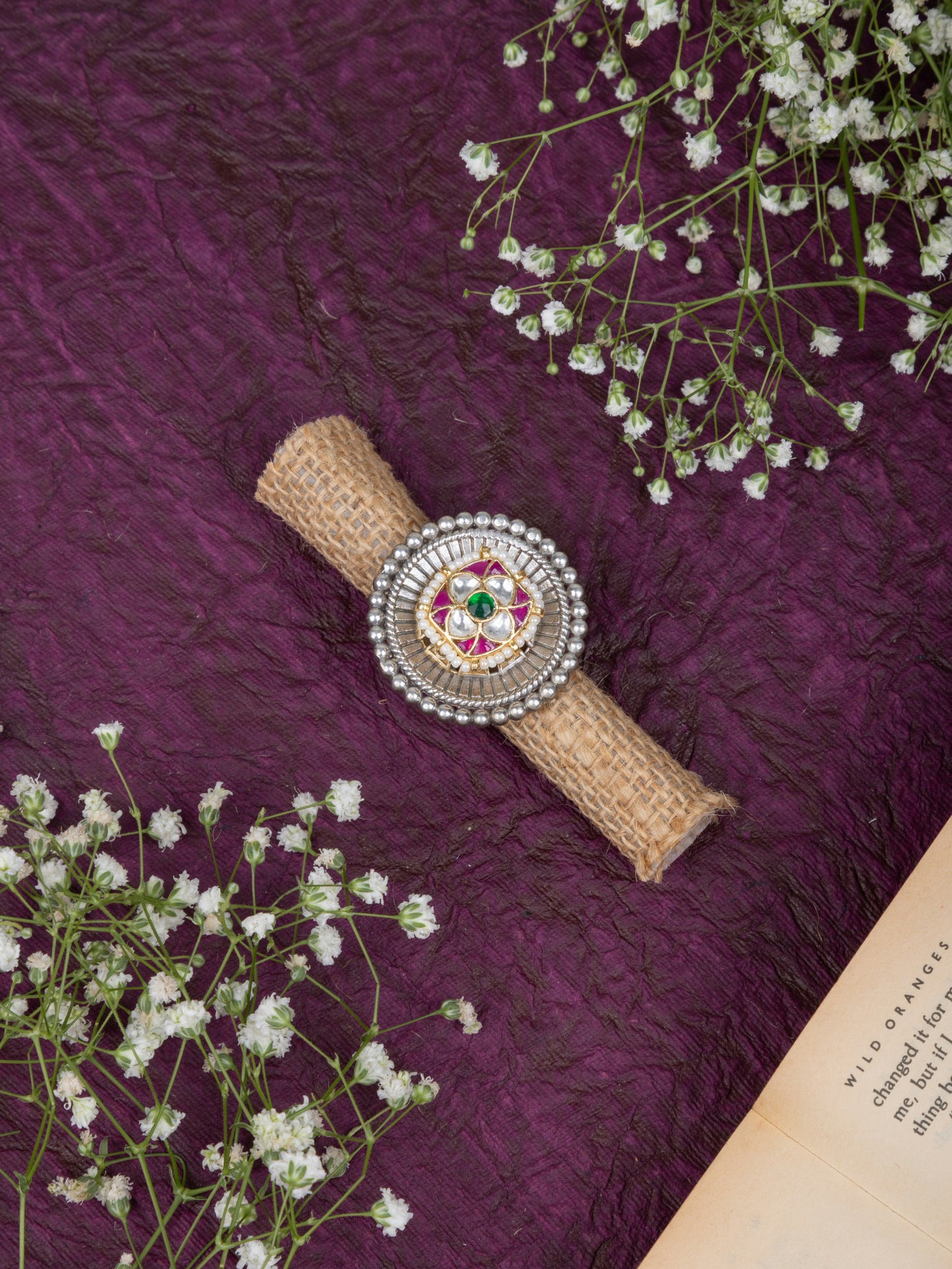 Round pachi kundan ring