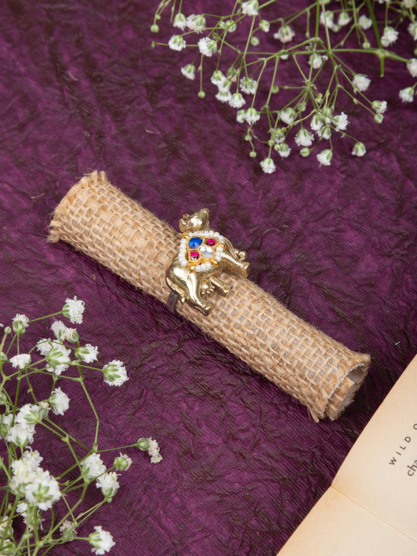 Pachi kundan nandi ring