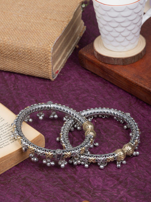 Silver look dual tone anklet