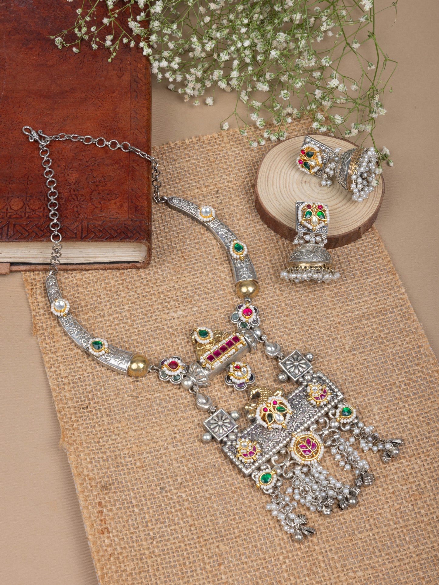 Pachi kundan Peacock necklace