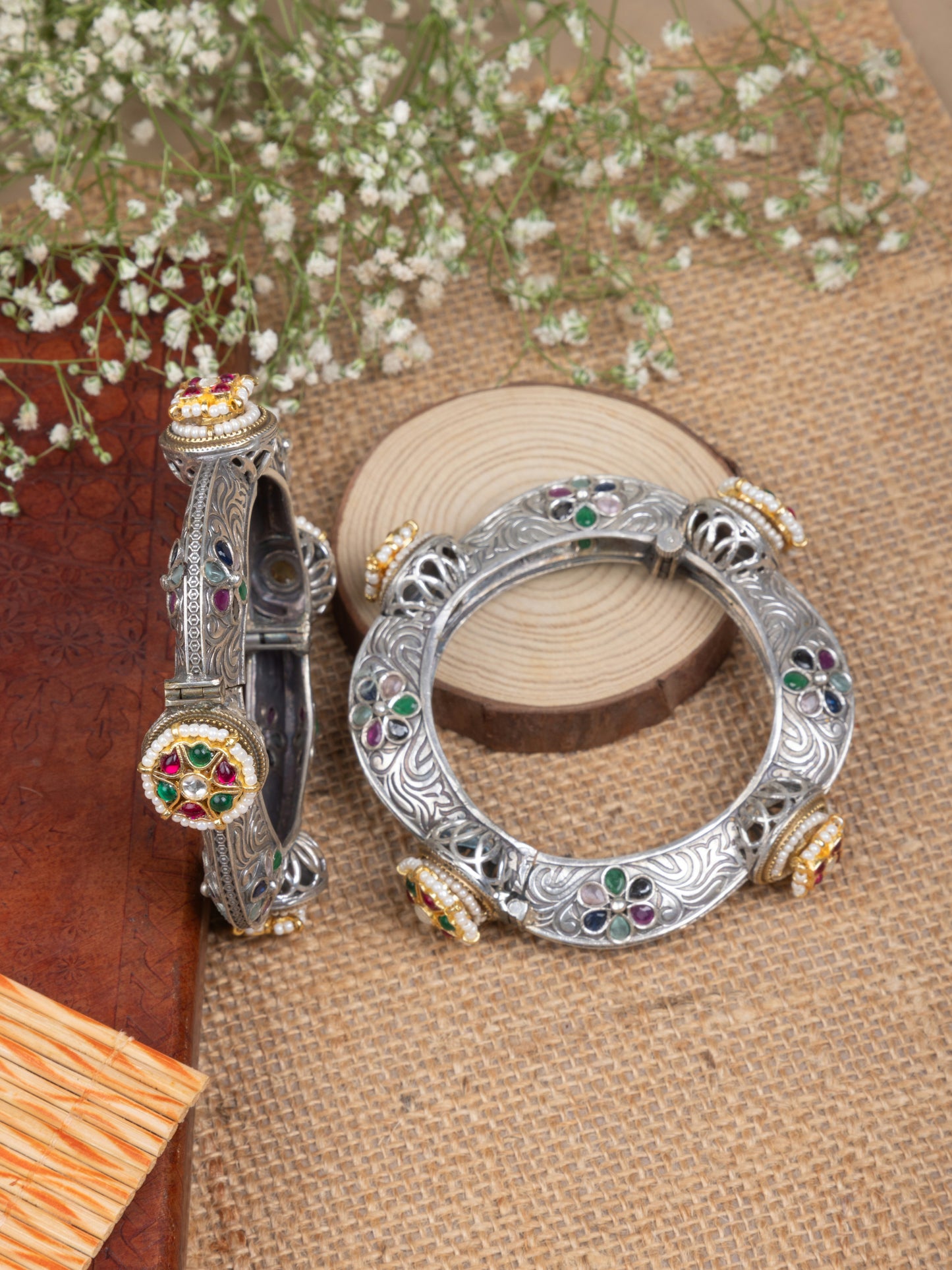 Large Pachi kundan bangles