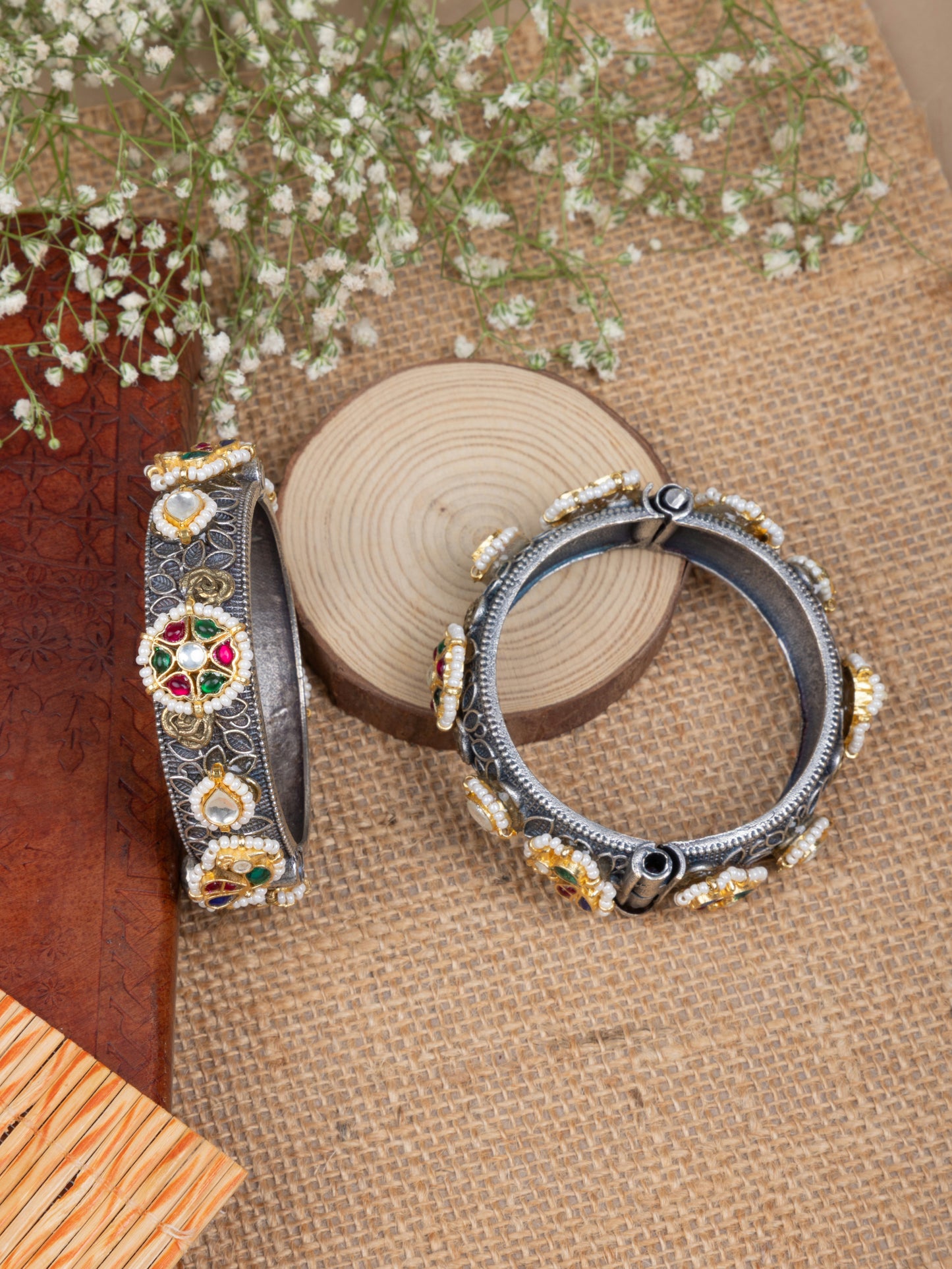 Large size Pachi kundan rose kada