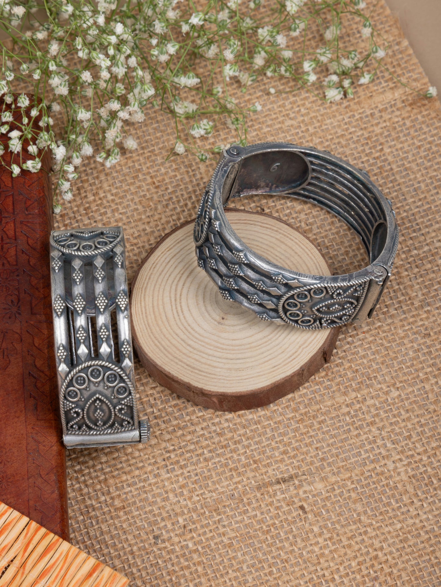 Large size Rangoli silver kada