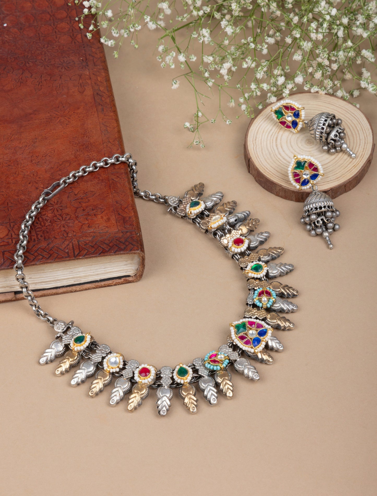 Pachi kundan choker & jhumki