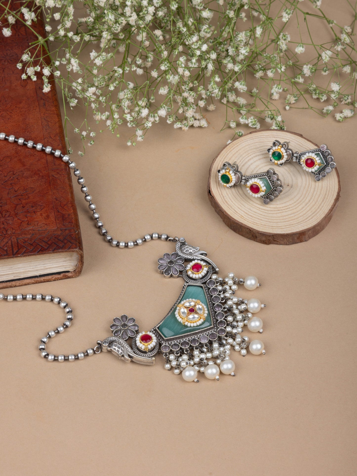 Pachi kundan Peacock necklace