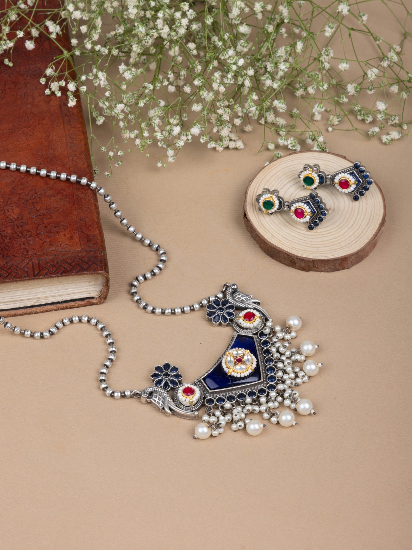 Pachi kundan Peacock necklace