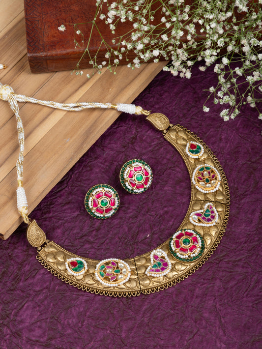 Meera Pachi kundan heritage gold hasli