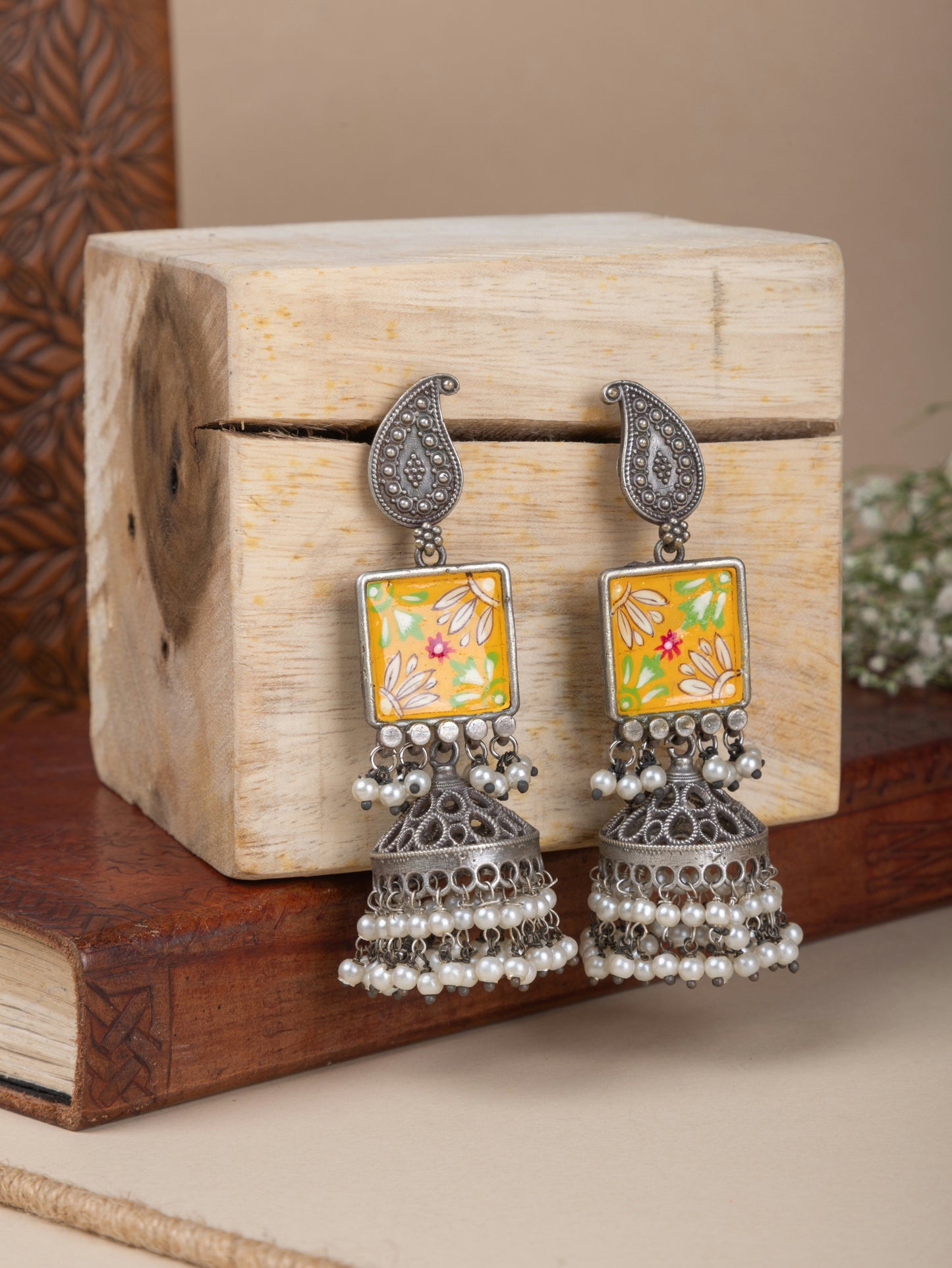 Pichwai painted jhumkas