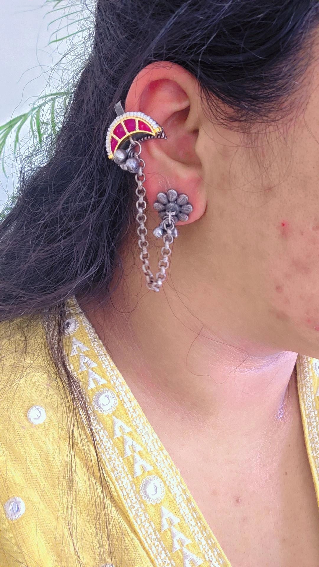 Iris Half moon bugadi earcuffs