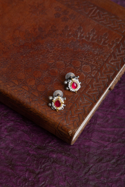 Silky antique silver pachi kundan choker with earrings