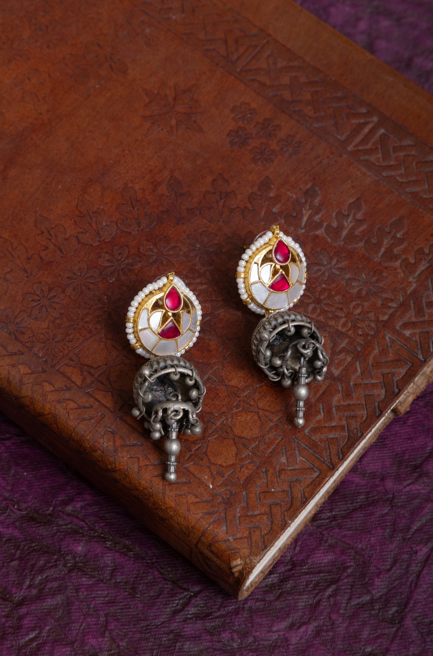 Sripada antique silver pachi kundan choker & jhumki
