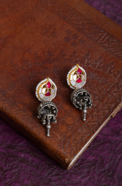 Sripada antique silver pachi kundan choker & jhumki