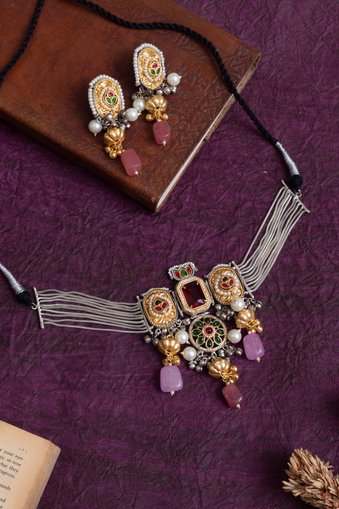 Anusha handcrafted silver fusion two tone choker