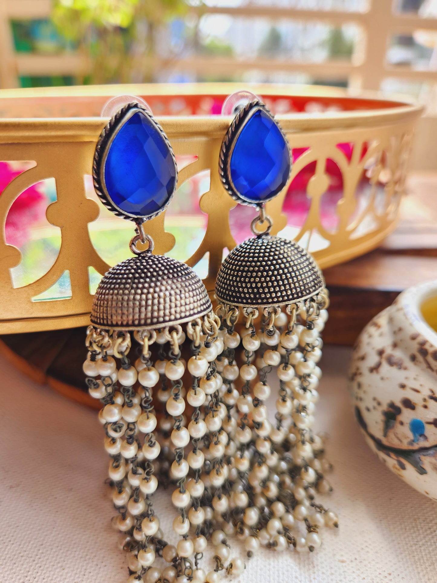 Moh long pearl jhumka