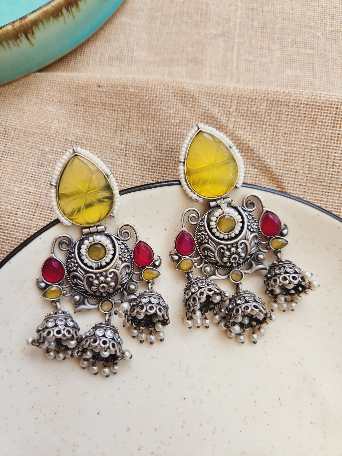 Moh three jhumki earrings