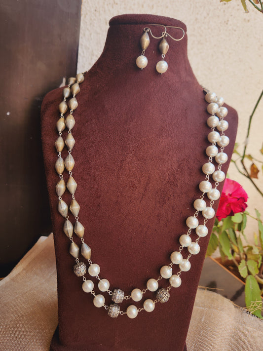 Antique pearl dholki necklace