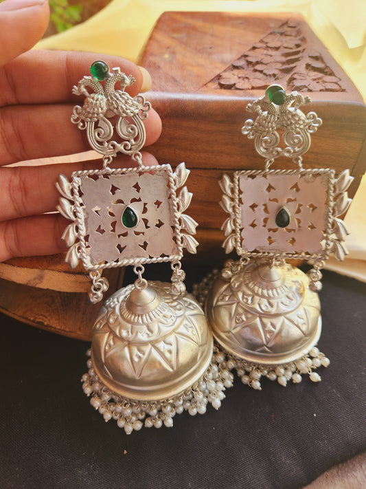 Moh silver jhumkas