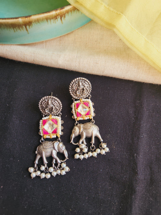 pachi kundan elephant earrings