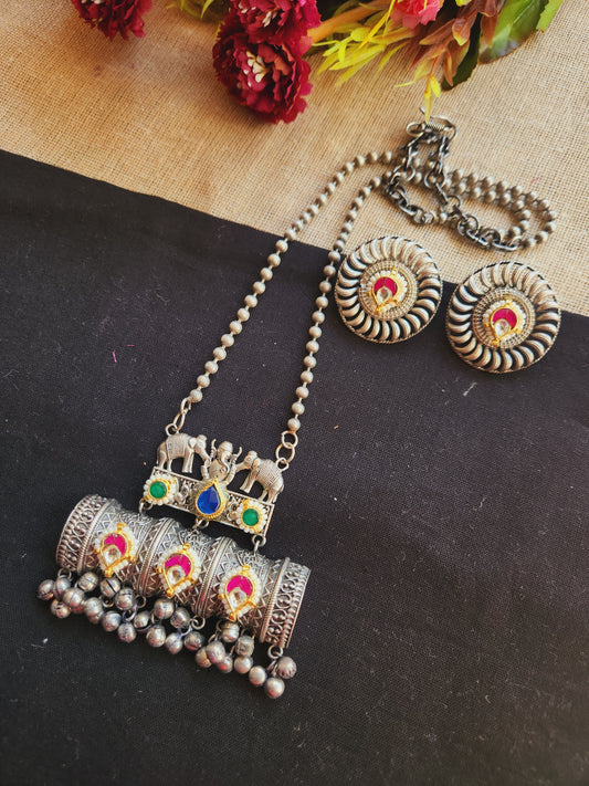 Ganesha elephant pachi kundan necklace