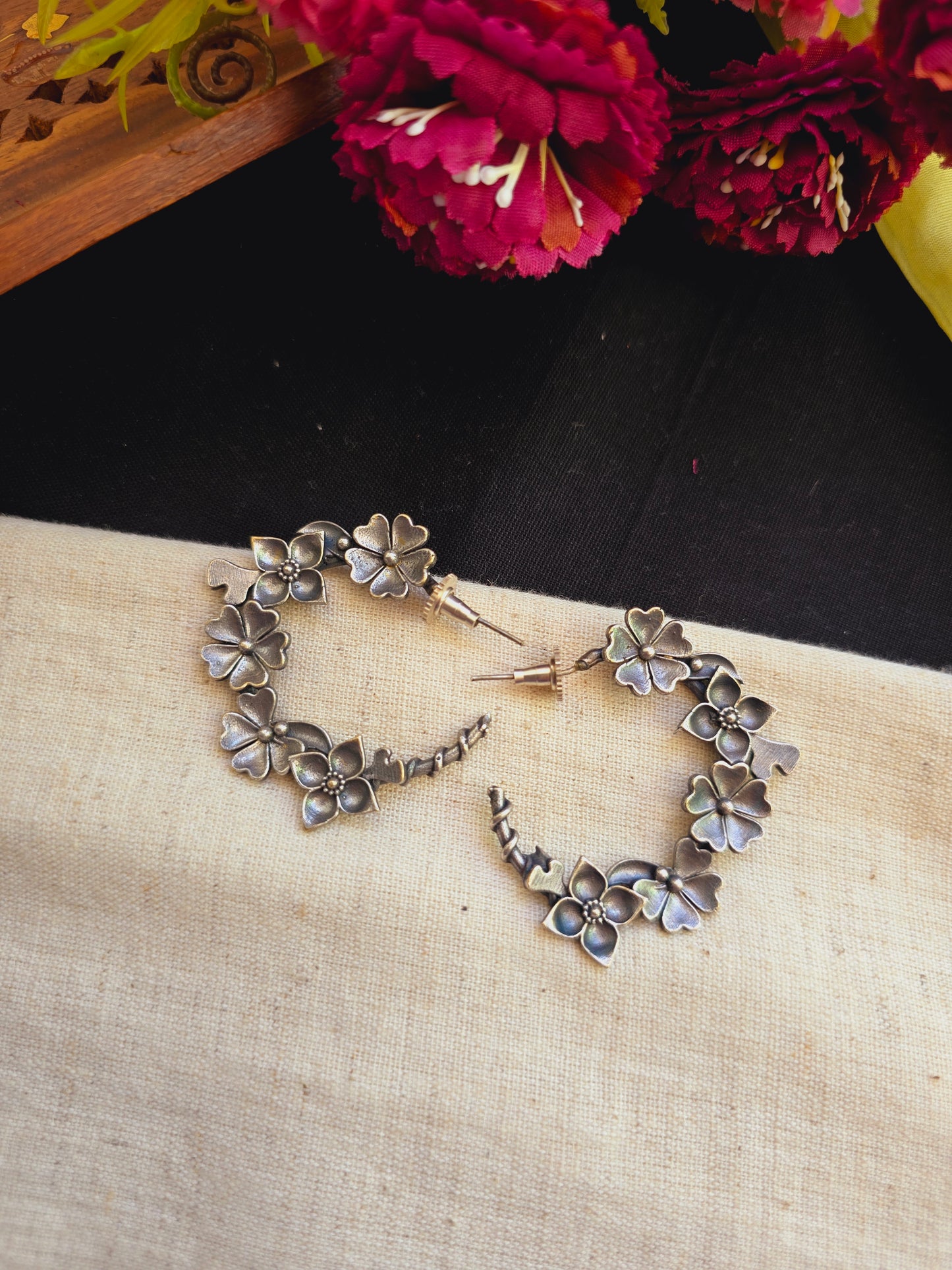 Antique flower hoops