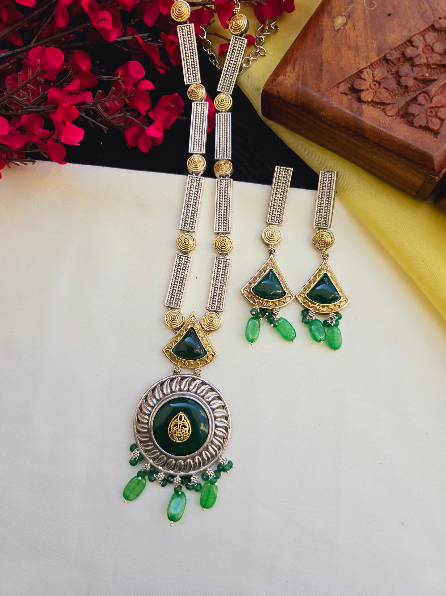 dual tone long harram necklace